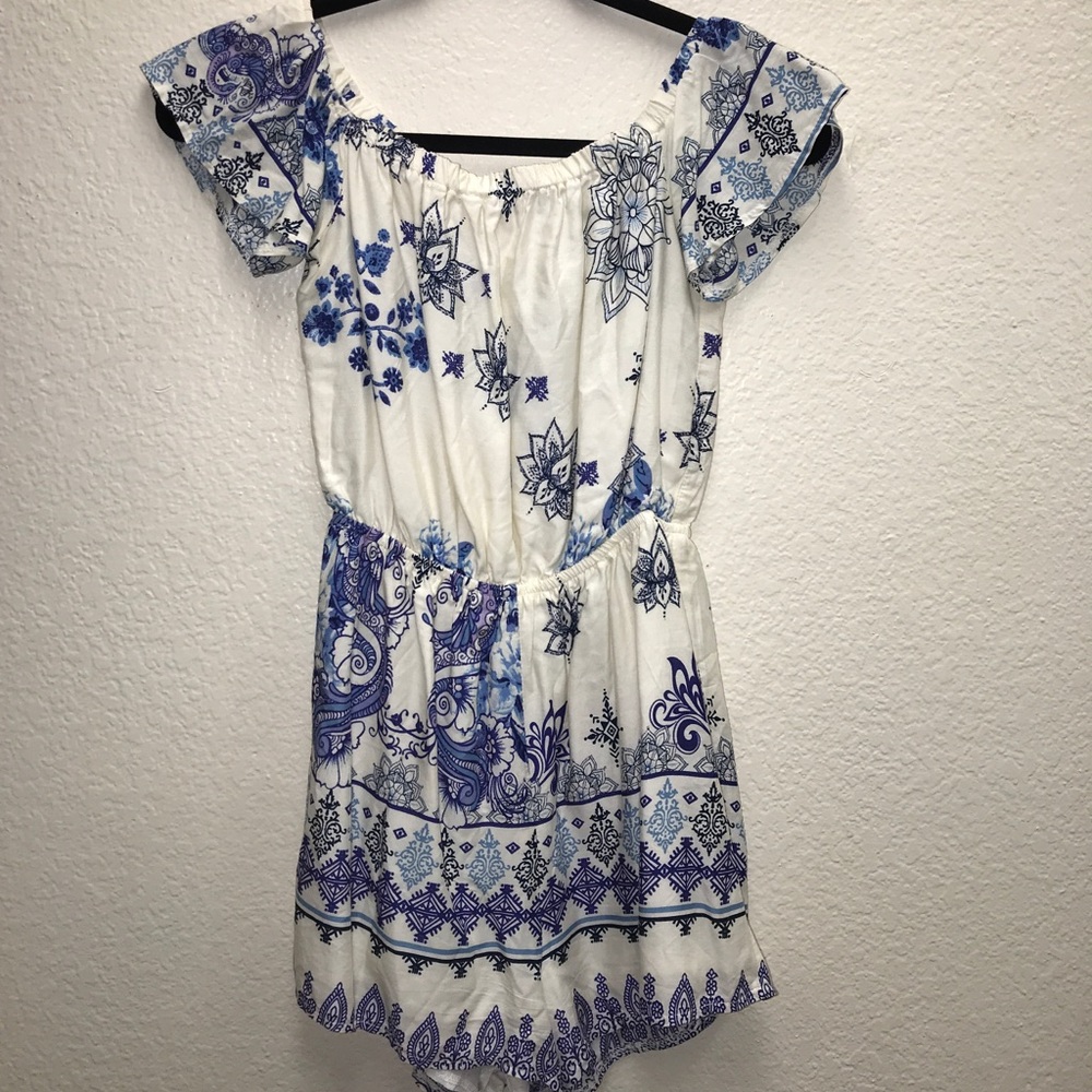 WHITE & BLUE ROMPER: MURA BOUTIQUE